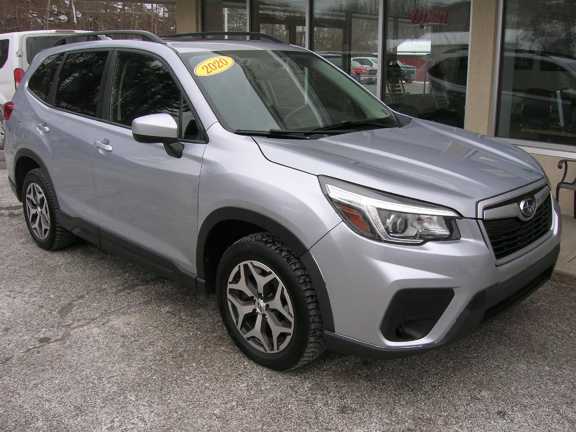 2020 Subaru Forester Premium in Silver — front three-quarter view